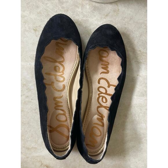 Sam Edelman Francis scalloped black suede leather flats Sz 9-1/2 EUC - Picture 6 of 10